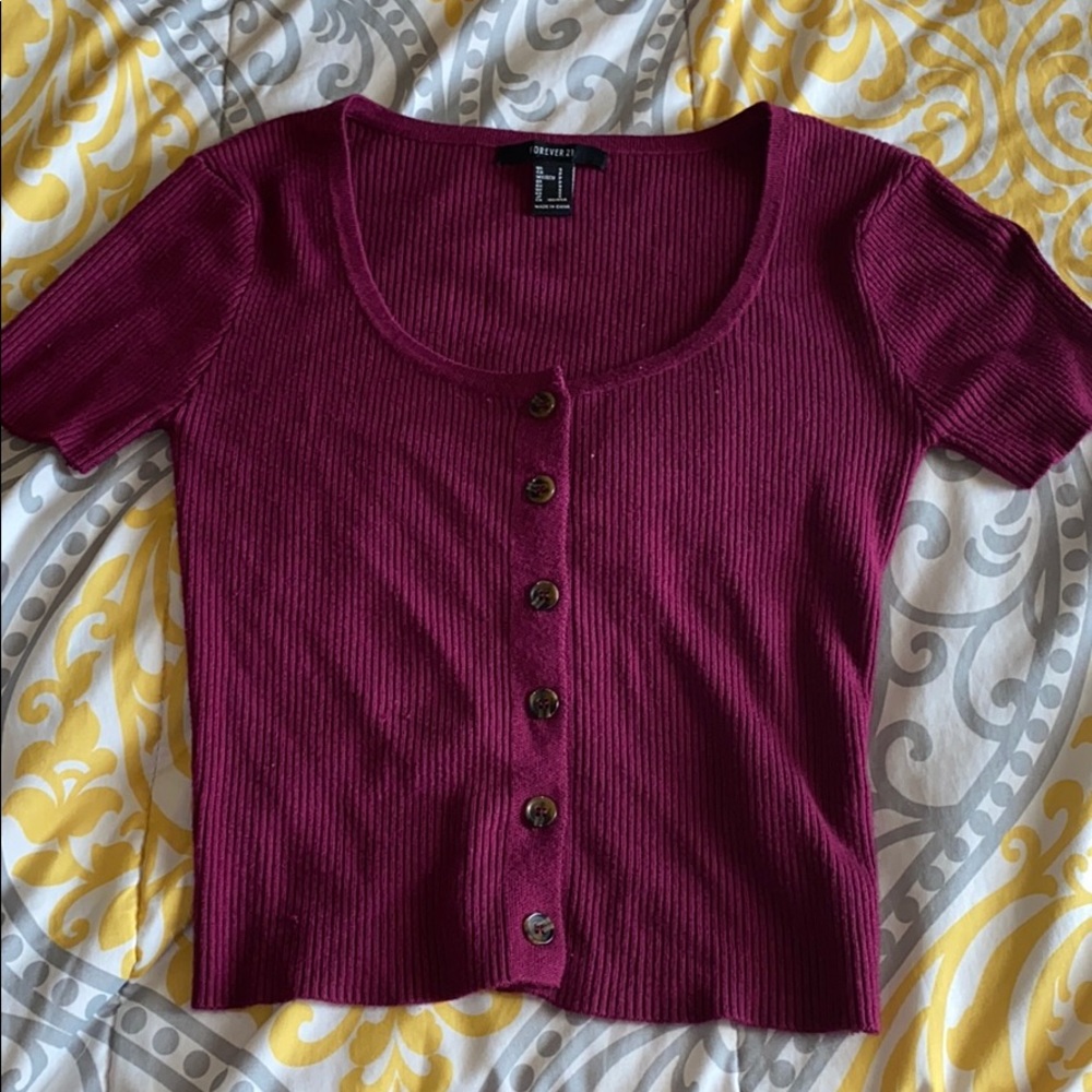 Maroon button down shirt